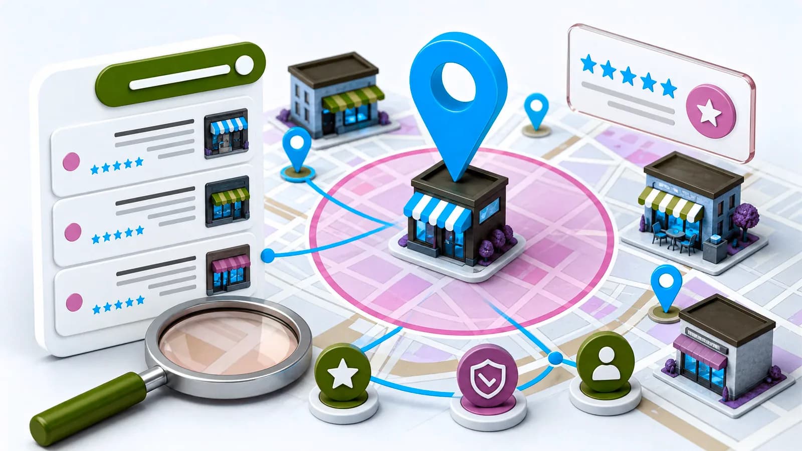 Local SEO tools managing listings, reviews, and location schema